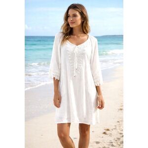 NAIF Ivory Shift Dress with Lace Trim - Size XL - NWT